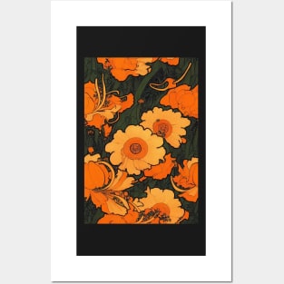 Beautiful Stylized Orange Flowers, for all those who love nature #160 Posters and Art